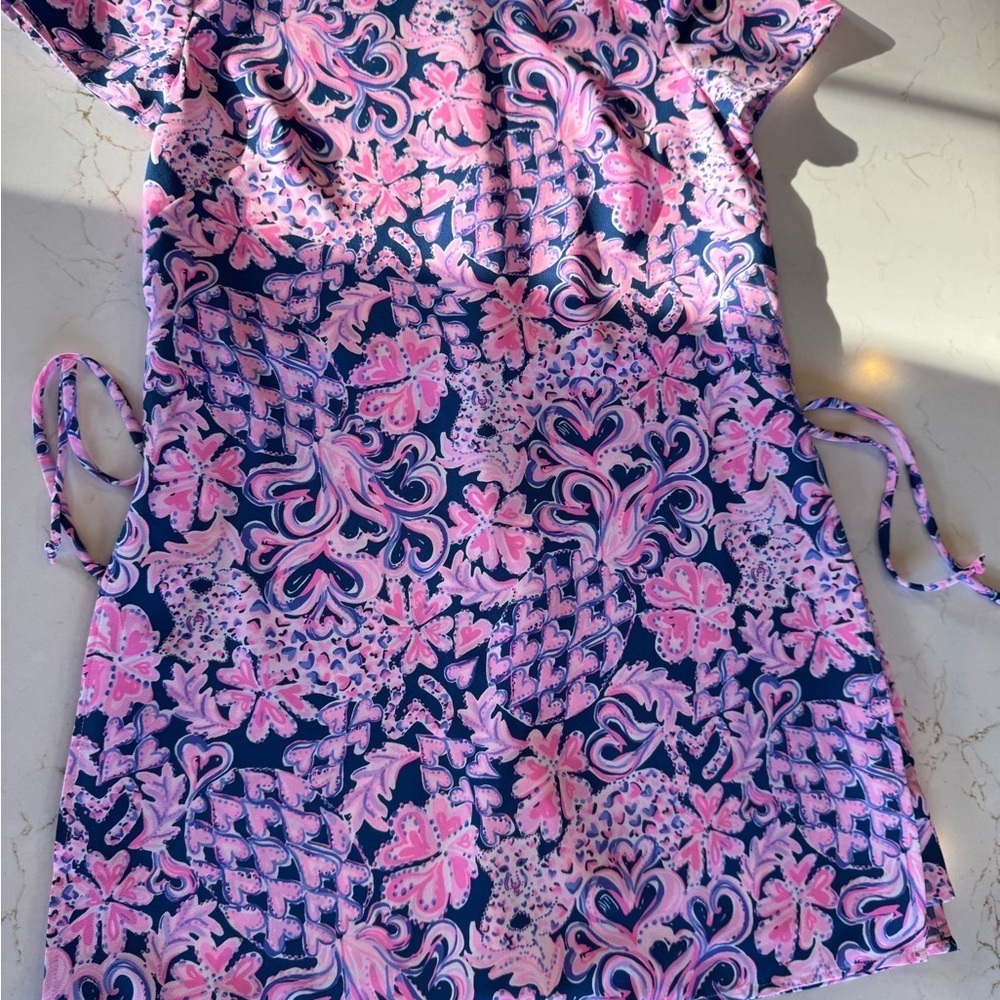 Lilly Pulitzer Pink and Blue Heart Cheetah Skort Dress Slit Side / 6 - Picture 15 of 15